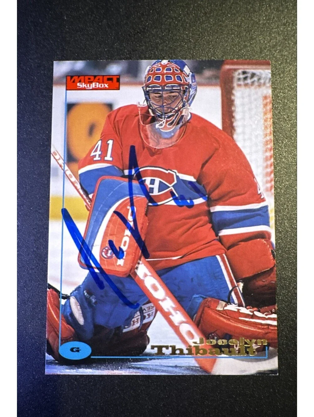 1996-97 Skybox Impact - Jocelyn Thibault #65 - Autographed No COA